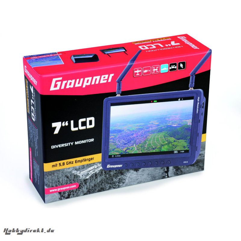 FPV Monitor 7Zoll DVR 5,8 GHz Diversity Graupner 48351