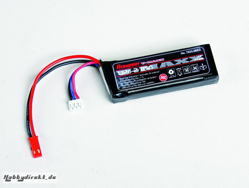 LiPo battery V-MAXX30C 2/850 7 Graupner 7624.2BEC