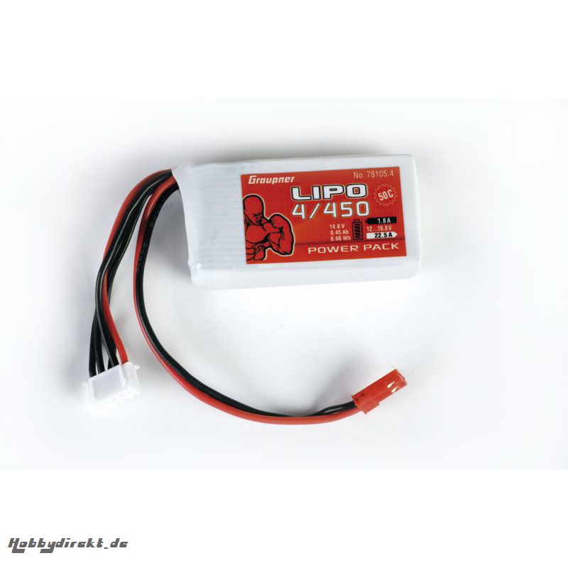 Power Pack Lipo 4/450 14,8V 50C BEC St. Graupner 78105.4