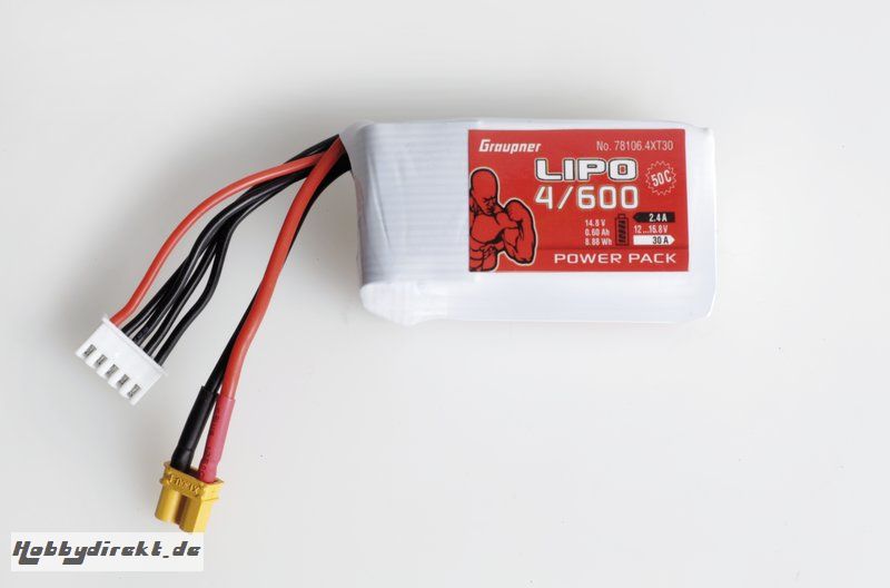 Power Pack LiPo 4/600  14,8 V 50C XT-30 Graupner 78106.4XT30