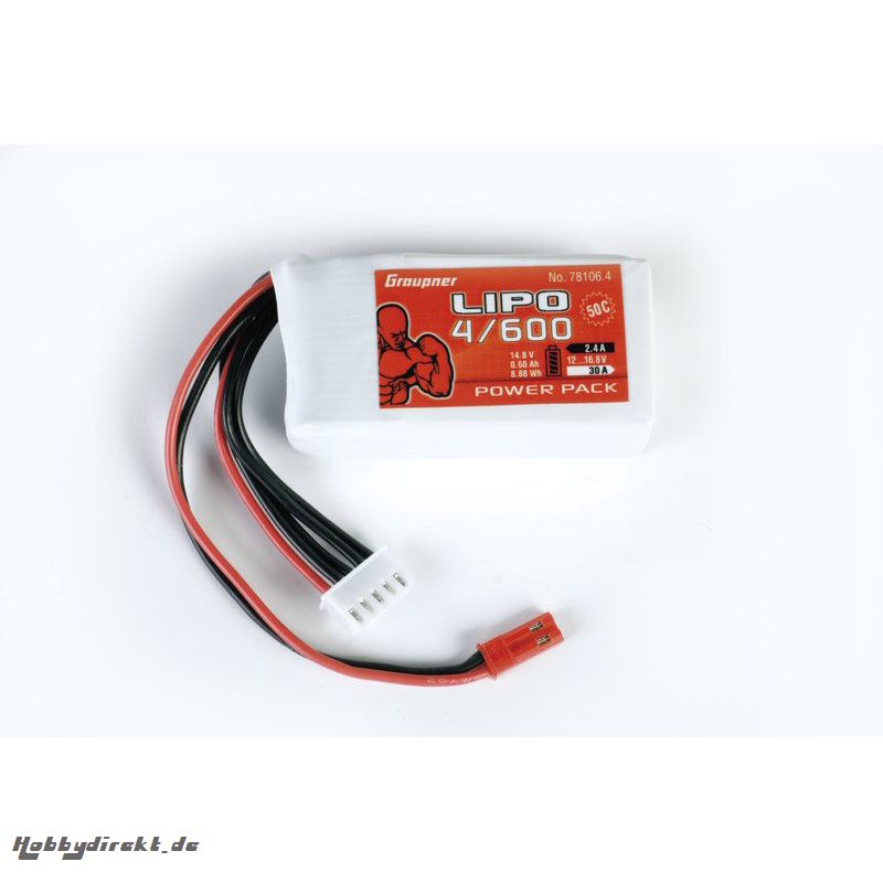 Power Pack Lipo 4/600 14,8V 50C BEC-St. Graupner 78106.4