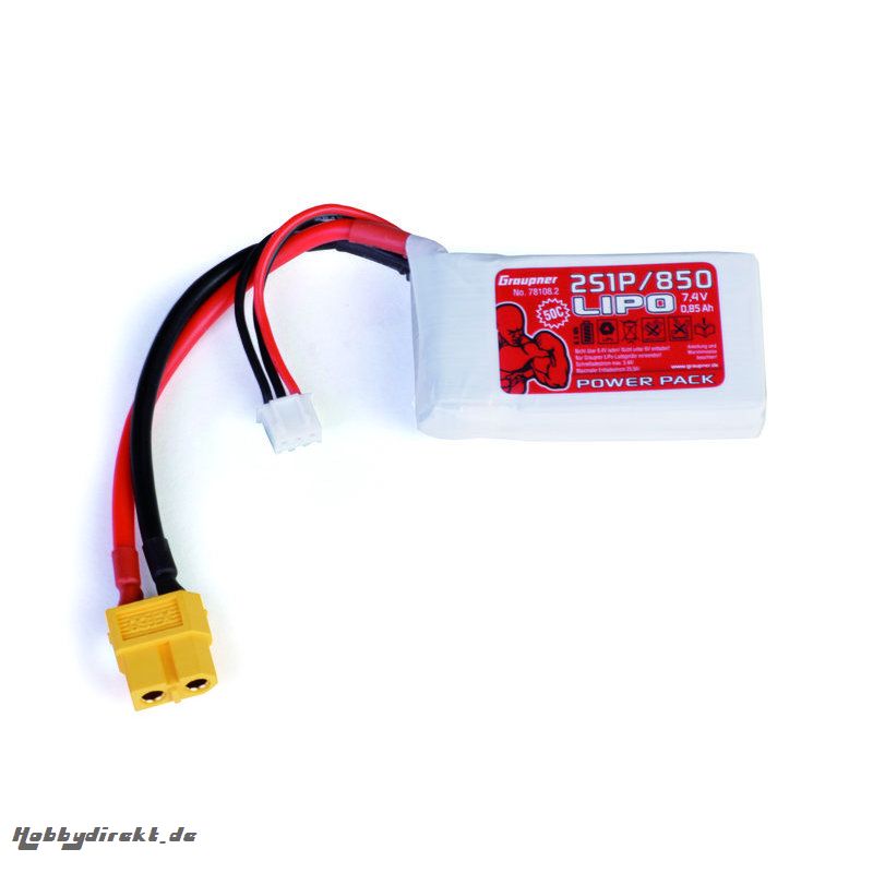 Power Pack LiPo 2/850 7,4 V 50C XT60 Graupner 78108.2