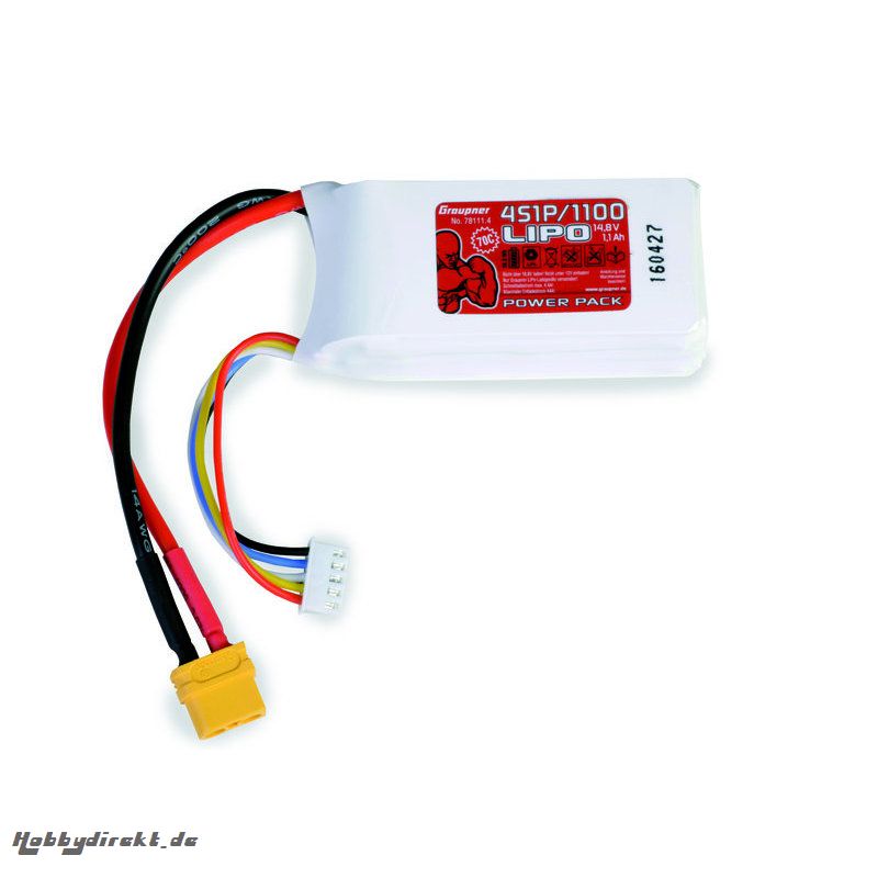 Power Pack LiPo 4/1100 14,8 V 40C XT60 Graupner 78211.4