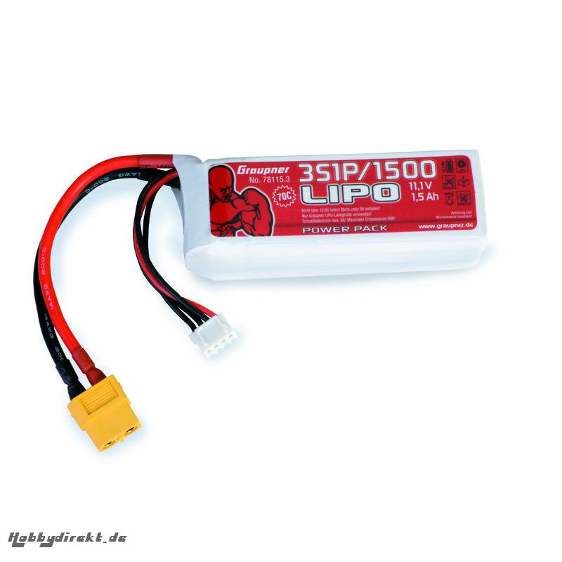 Power Pack LiPo 3/1500 11,1 V 70C XT60 Graupner 78115.3