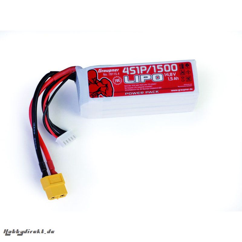 Power Pack LiPo 4/1500 14,8 V 70C XT60 Graupner 78115.4