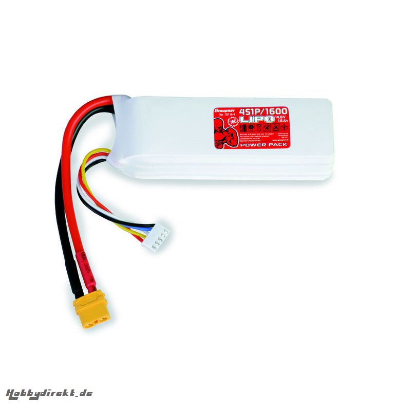 Power Pack LiPo 4/1600 14,8 V 40C XT60 Graupner 78216.4