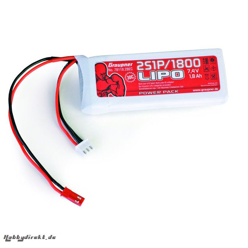 Power Pack LiPo 2/1800 7,4 V 30C BEC Graupner 78118.2BEC