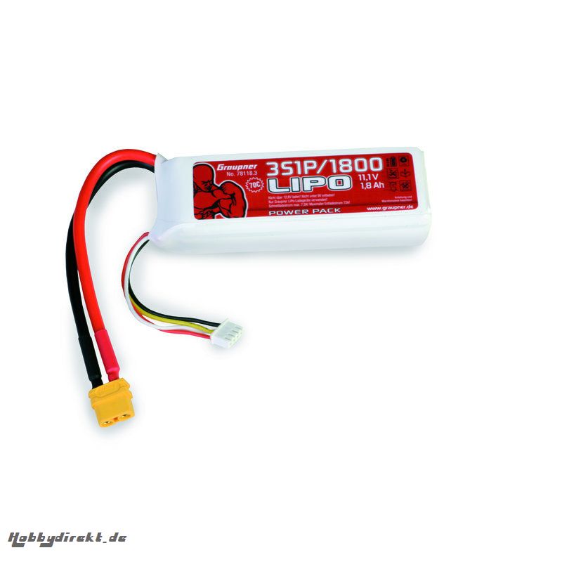 Power Pack LiPo 3/1800 11,1 V 40C XT60 Graupner 78218.3