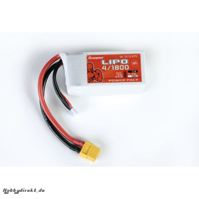 Power Pack Lipo 4/1800 14,8V 70C XT-60 Graupner 78118.4FPV