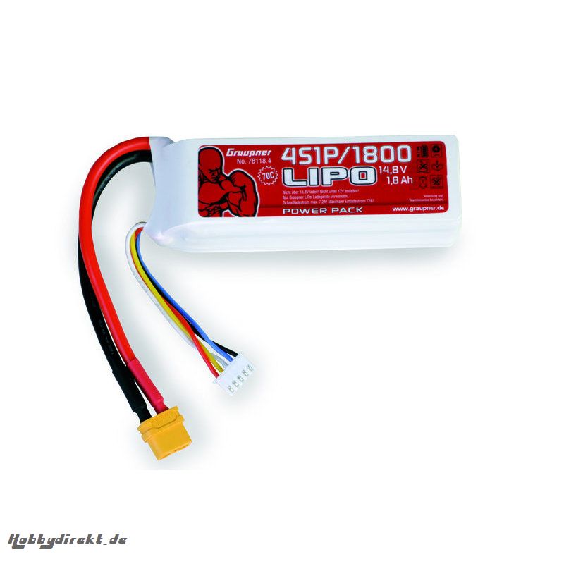 Power Pack LiPo 4/1800 14,8 V 40C XT60 Graupner 78218.4