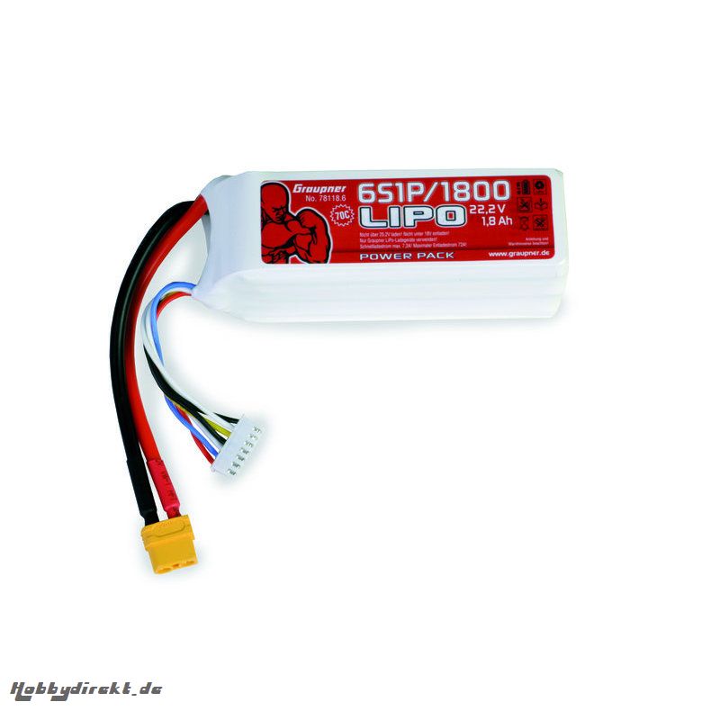 Power Pack LiPo 6/1800 22,2 V 40C XT60 Graupner 78218.6