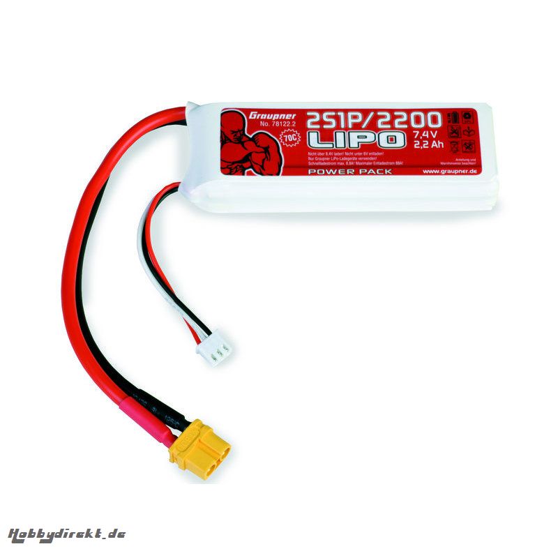 Power Pack LiPo 2/2200 7,4 V 40C XT60 Graupner 78222.2