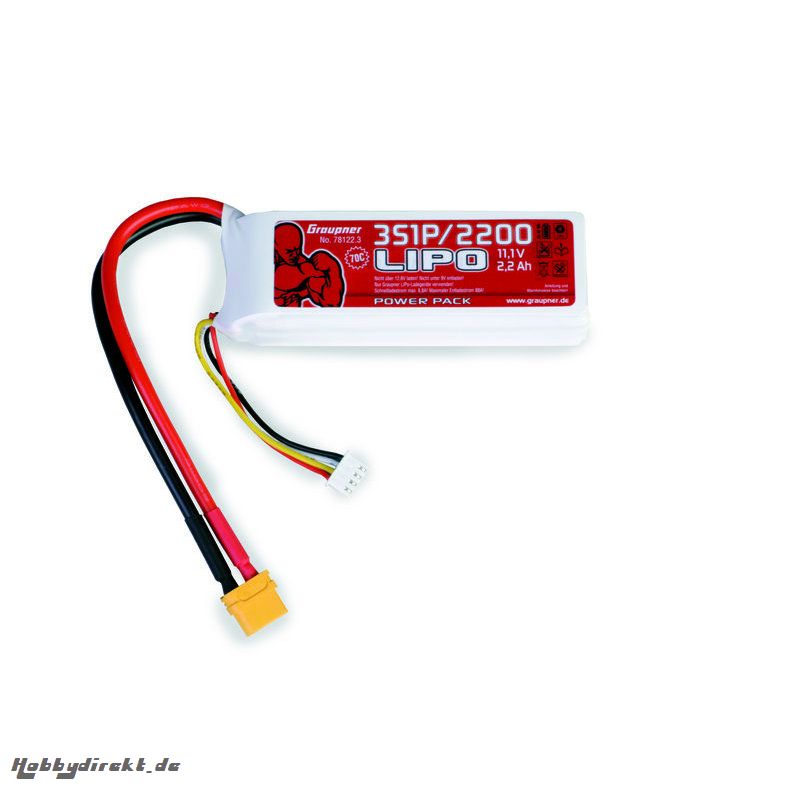 Power Pack LiPo 3/2200 11,1 V 40C XT60 Graupner 78222.3