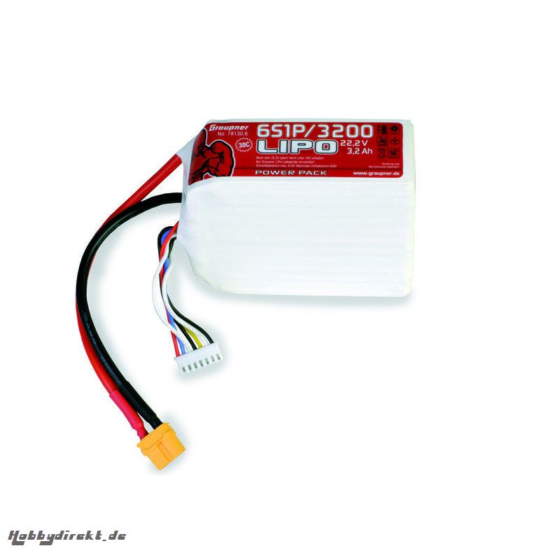 Power Pack LiPo 6/3200 22,2 V 30C XT60 Graupner 78130.6