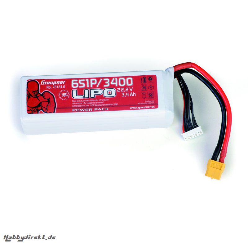 Power Pack LiPo 6/3400 22,2 V 70C XT60 Graupner 78134.6