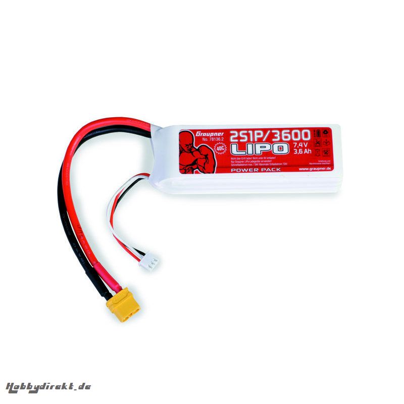 Power Pack LiPo 2/3600 7,4 V 40C XT60 Graupner 78136.2