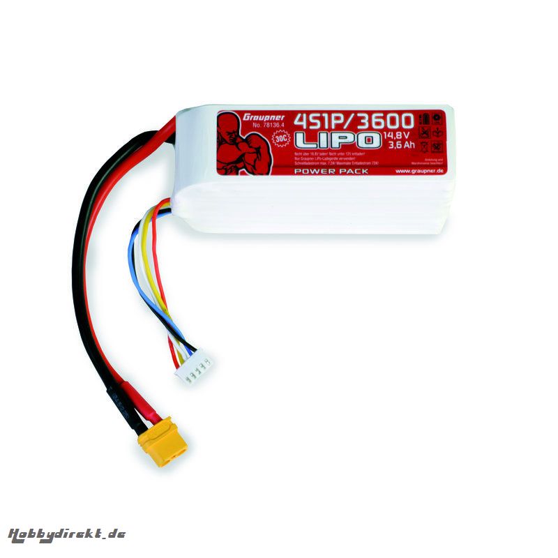 Power Pack LiPo 4/3600 14,8 V 30C XT60 Graupner 78136.4