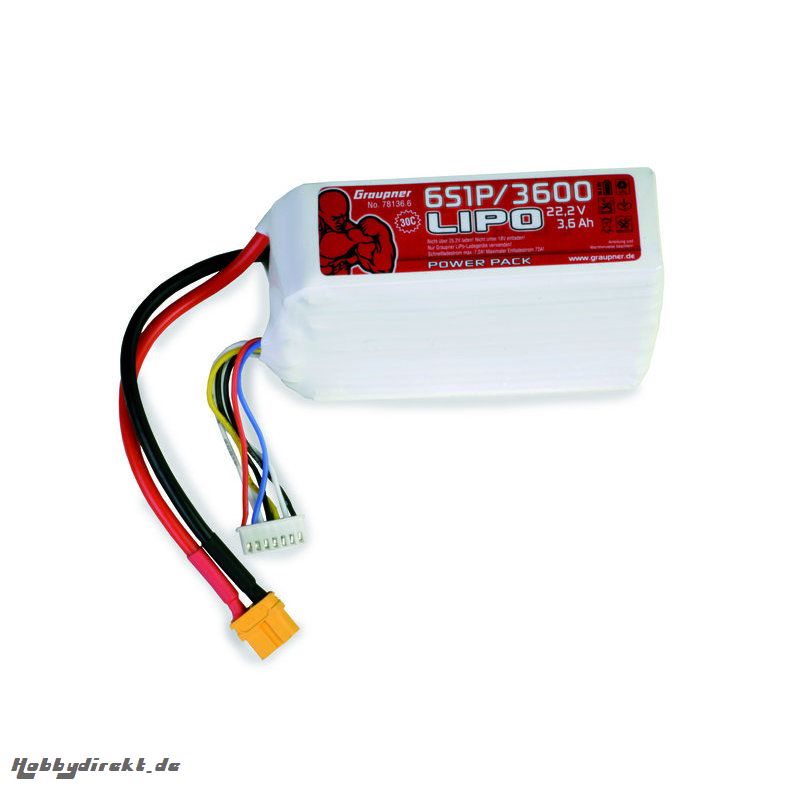 Power Pack LiPo 6/3600 22,2 V 30C XT60 Graupner 78136.6