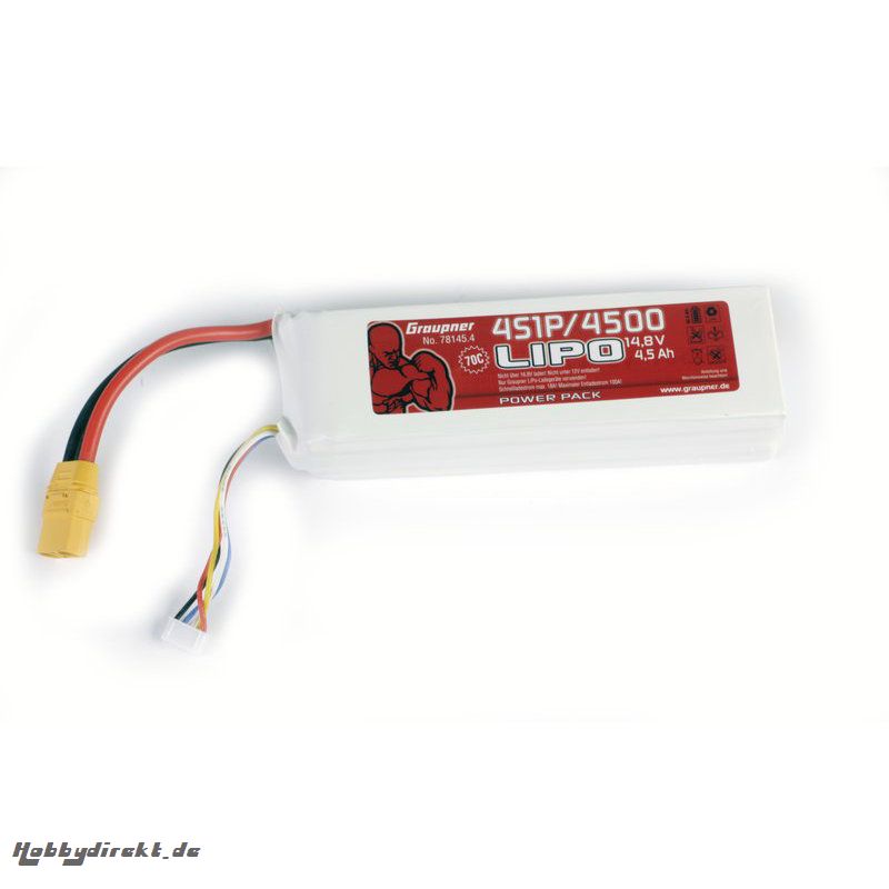 Power Pack LiPo 4/4500 14,8 V 70C XT90 Graupner 78145.4XT90