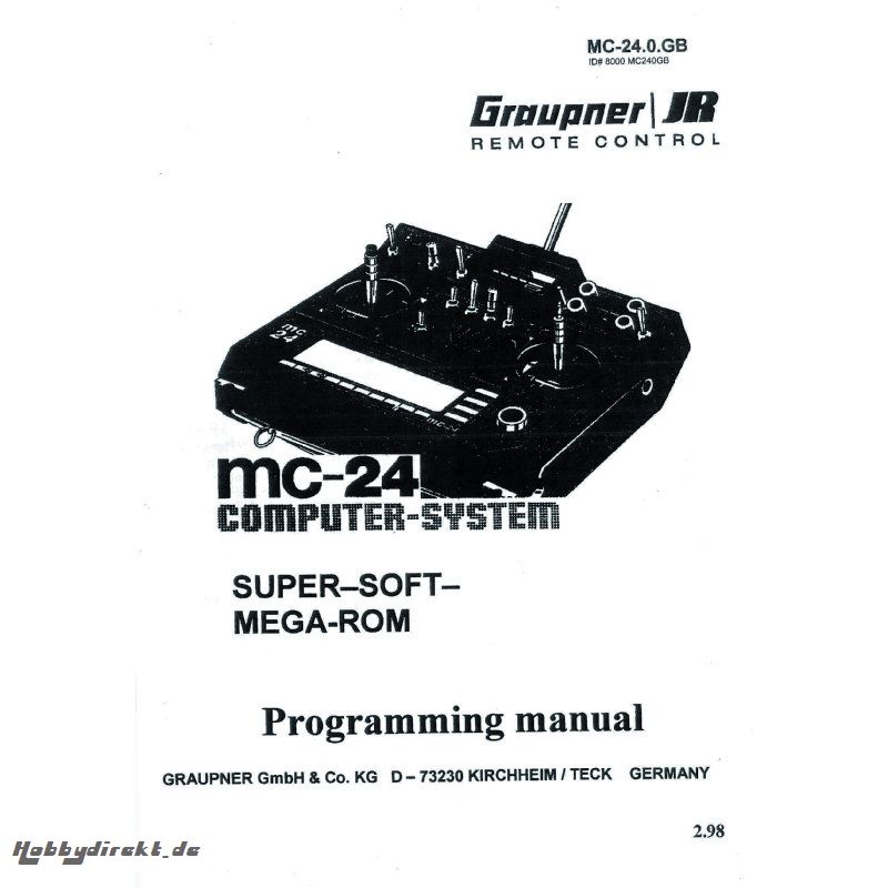 Programming manual,MC-24 Graupner 8000 MC240GB