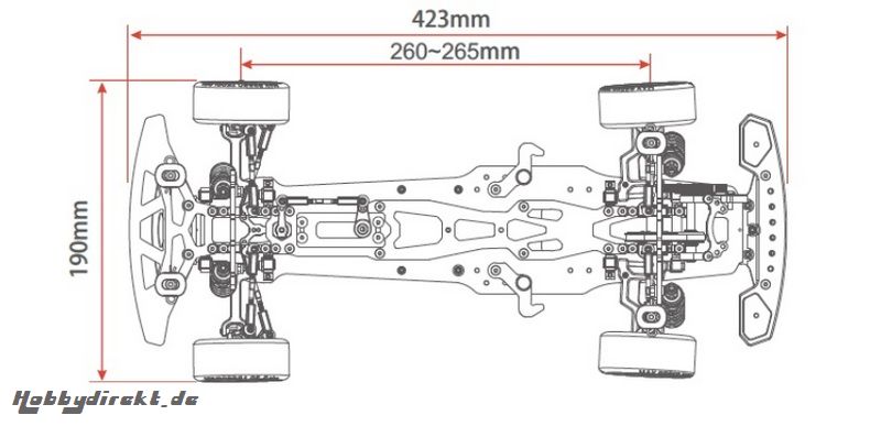 1:10 EP Drift Onroad DRR-01 metallic red 2WD Rolling Chassis Absima 12101