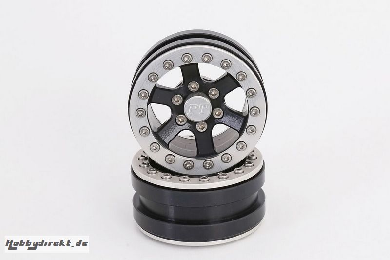 Beadlock Crawler Felgen PT-Escalade Black/Silver 1.9 (2 St.) Absima MT2005BS