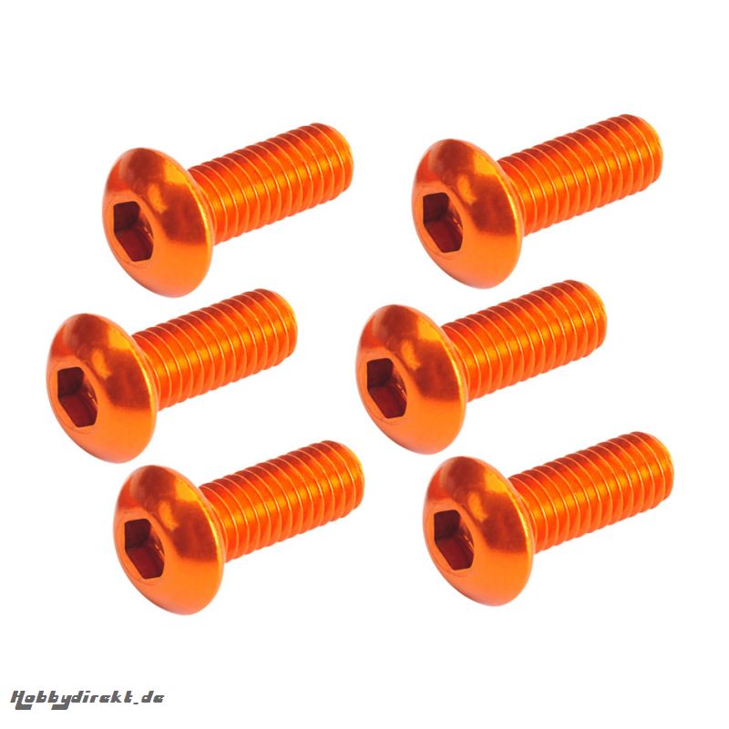 3x8mm Innensechskantschraube Rundkopf orange (6 St.) Absima TU1048