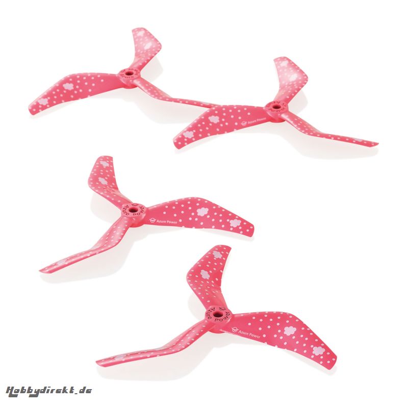 RACE & FREESTYLE 3-BLATT 5045 PROPELLER (PC), PINK 10X CW + 10X CCW 5MM BOHRUNG Robbe 50450316