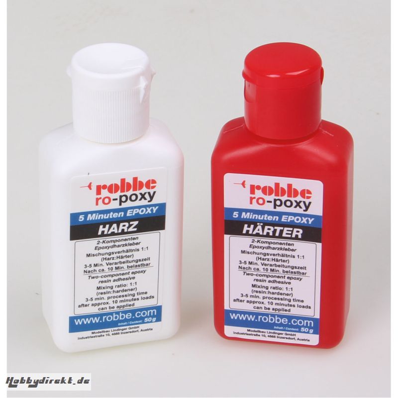 RO-POXY 5 MINUTEN EPOXYDHARZKLEBER 100G JE 50G HARZ+H?RTER Robbe 50600