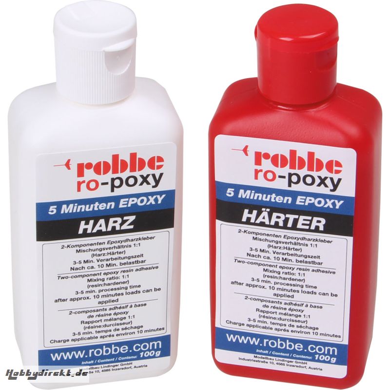 RO-POXY 5 MINUTEN EPOXYDHARZKLEBER 200G JE 100G HARZ+H?RTER Robbe 50601