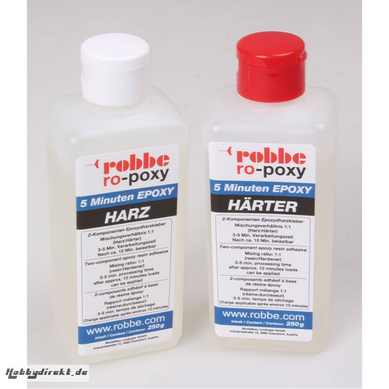 RO-POXY 5 MINUTEN EPOXYDHARZKLEBER 500G JE 250G HARZ+H?RTER Robbe 50602