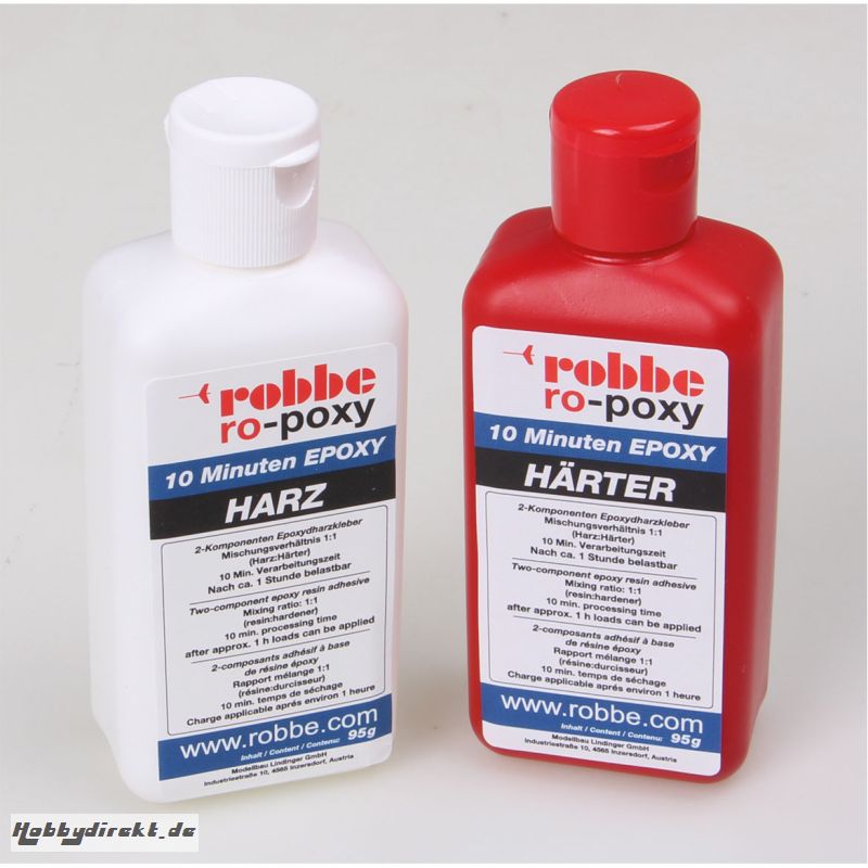 RO-POXY 10 MINUTEN EPOXYDHARZKLEBER 190G JE 95G HARZ+H?RTER Robbe 50604