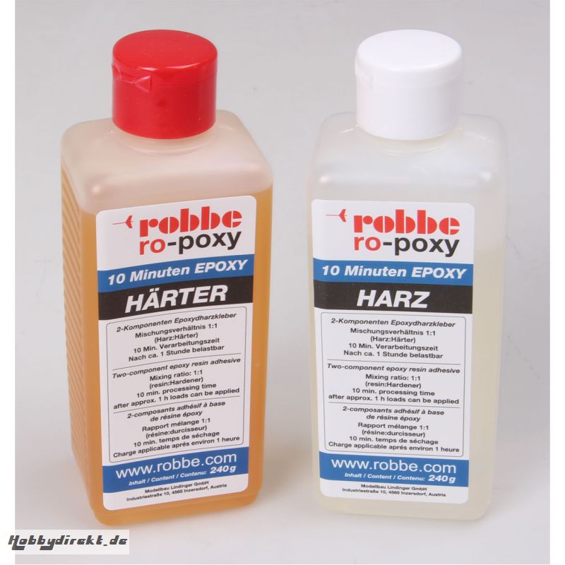 RO-POXY 10 MINUTEN EPOXYDHARZKLEBER 480G JE 240G HARZ+H?RTER Robbe 50605