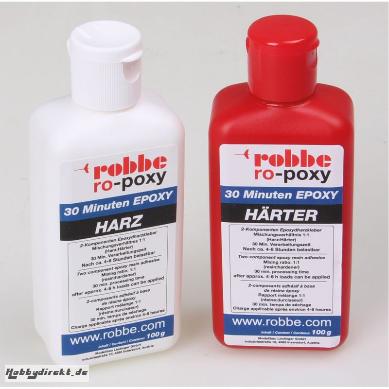 RO-POXY 30 MINUTEN EPOXYDHARZKLEBER 200G JE 100G HARZ+H?RTER Robbe 50606