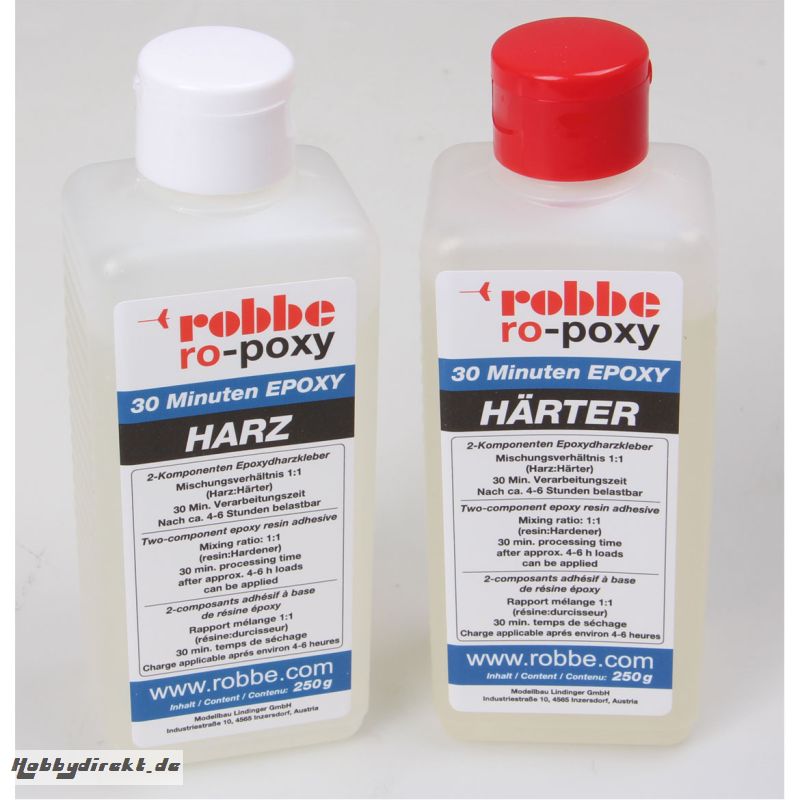 RO-POXY 30 MINUTEN EPOXYDHARZKLEBER 500G JE 250G HARZ+H?RTER Robbe 50607