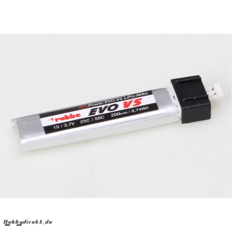 RO-POWER EVO V5 25(50)C 3,7 VOLT 1S 200MAH MIT PHR 2P STECKER LIPO AKKU Robbe 6509