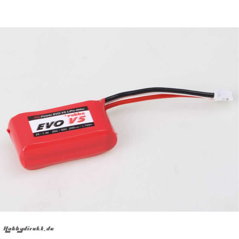 RO-POWER EVO V5 25(50)C 7,4 VOLT 2S 240MAH MIT UMX STECKER LIPO AKKU Robbe 6513