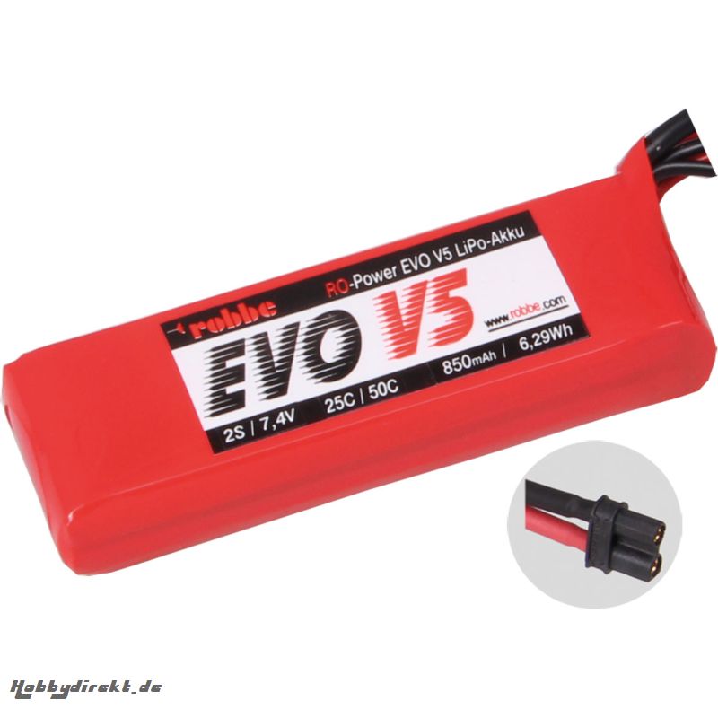 RO-POWER EVO V5 25(50)C 7,4 VOLT 2S 850MAH LIPO AKKU Robbe 6526