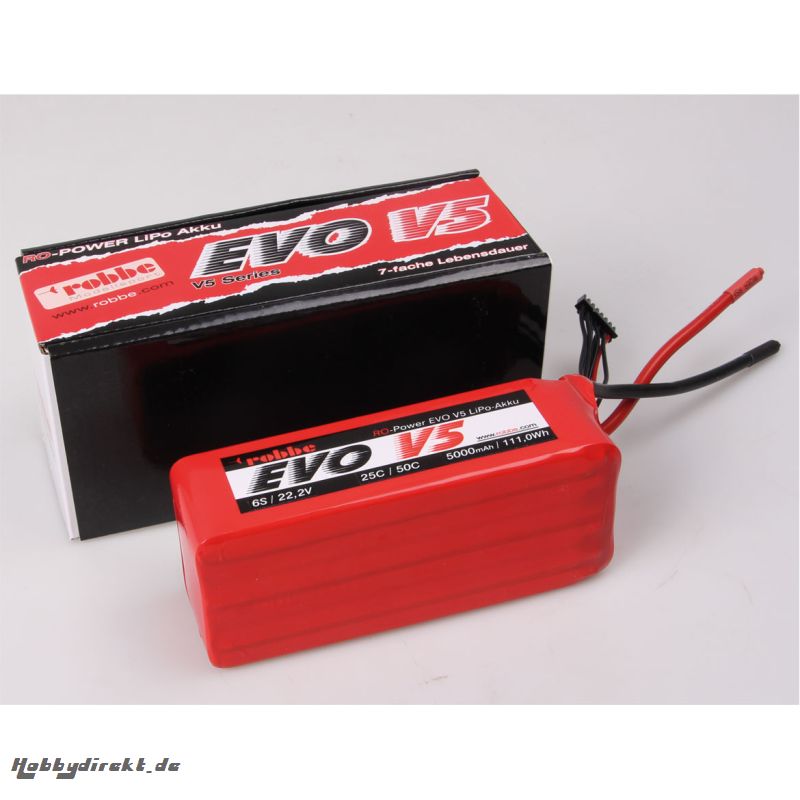 RO-POWER EVO V5 25(50)C 22,2 VOLT 6S 5000MAH LIPO AKKU Robbe 6548