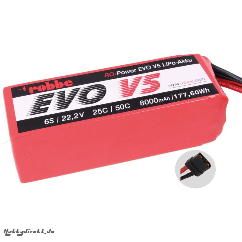 RO-POWER EVO V5 25(50)C 22,2 VOLT 6S 8000MAH LIPO AKKU Robbe 6583