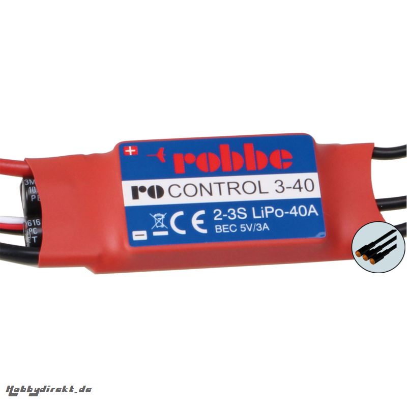 RO-CONTROL 3-40 2-3S -40(55)A BRUSHLESS REGLER 5V/3A BEC Robbe 8713