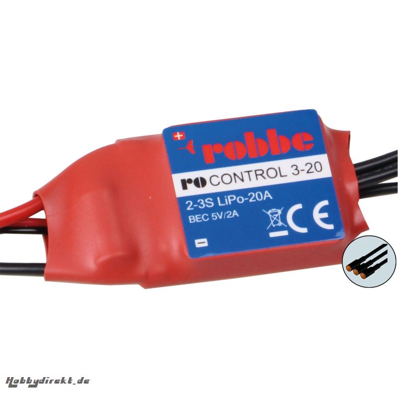 RO-CONTROL 3-20 2-3S -20(25)A BRUSHLESS REGLER 5V/2A BEC Robbe 8714