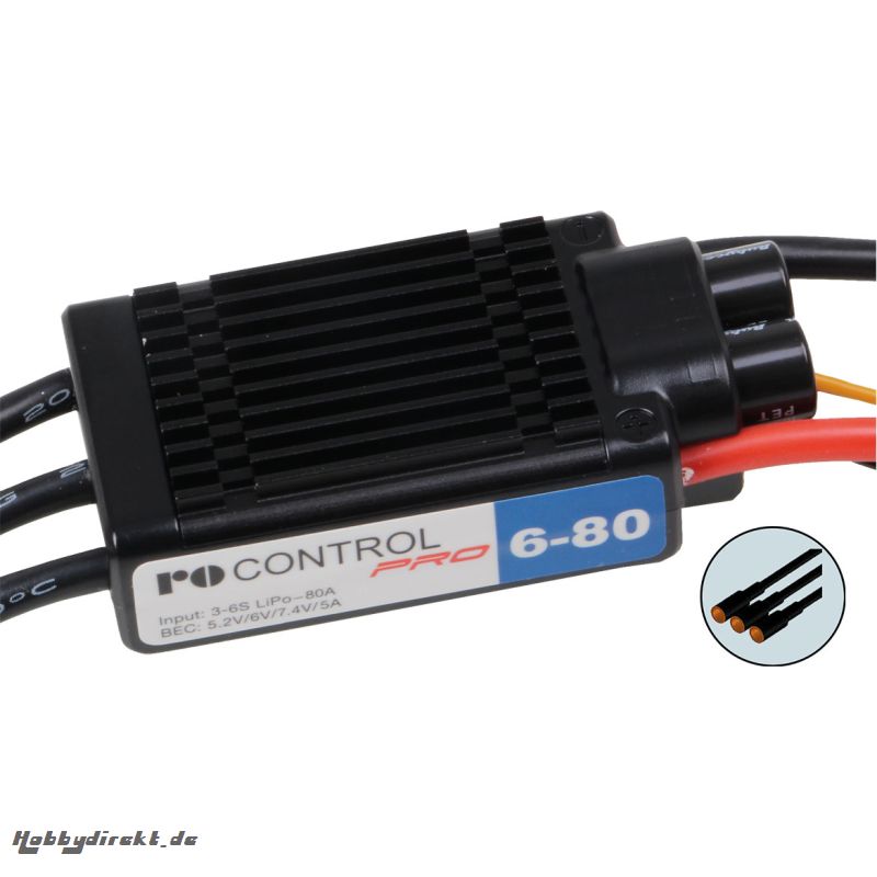 RO-CONTROL PRO 6-80 3-6S -80(100)A BRUSHLESS REGLER 5,2/6/7,4V SCHALT-BEC Robbe 8718