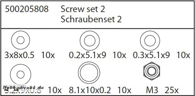 X8 Specter Schrauben Set 2 Carson 205808 500205808