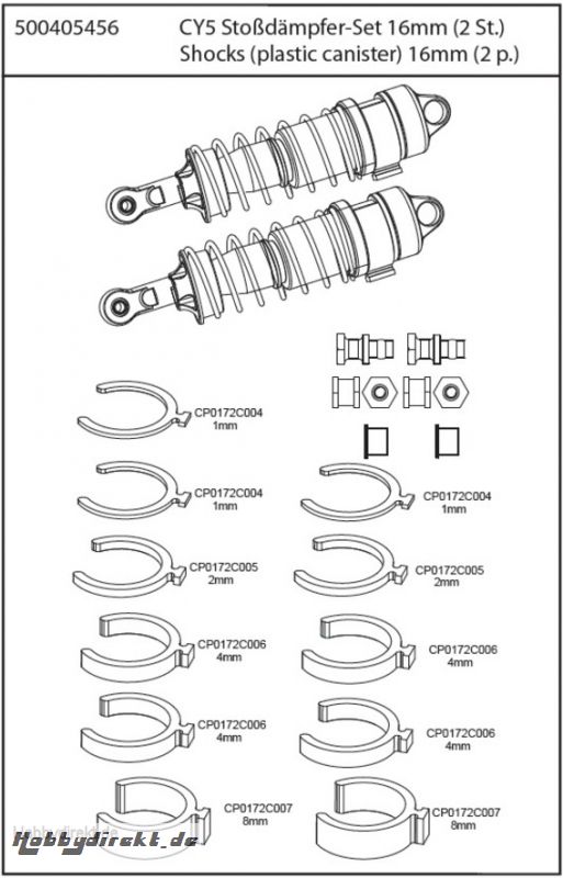 CY5 Stossdämpfer-Set 16mm, 2 Stück Carson 405456 500405456