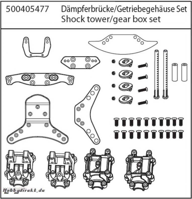 X10E Dämpferbrücke/Getriebegehäuse Carson 405477 500405477