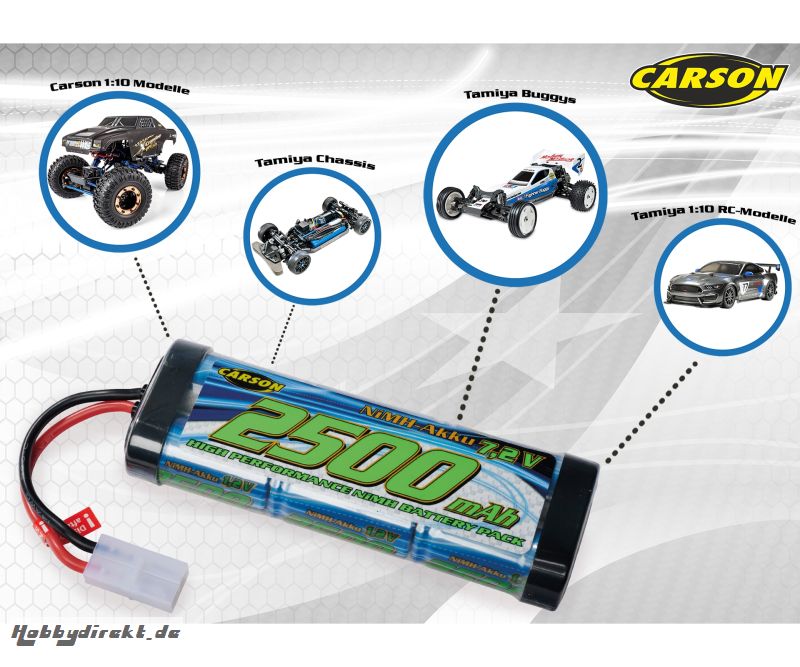 7,2V/2500mAh NiMH Race Akku TAM Carson 608222 500608222