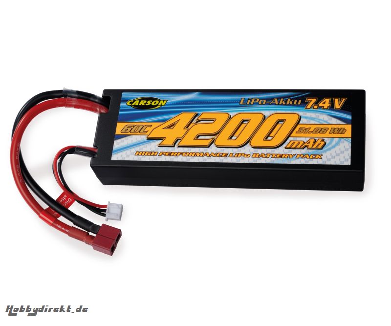 7,4V/4200mAh 60C LiPO Race Akku T-Pl. HC Carson 608233 500608233