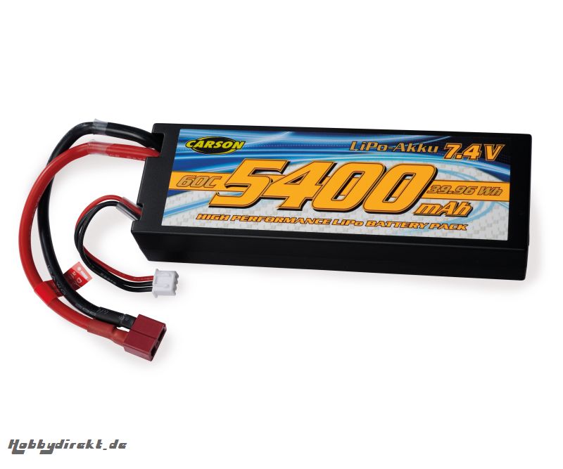 7,4V/5400mAh 60C LiPO Race Akku T-Pl. HC Carson 608234 500608234