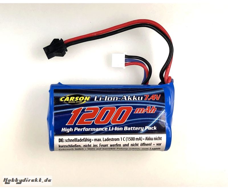 7,4V/1200mAh LiION Akku : 404171/72 JST Carson 608255 500608255